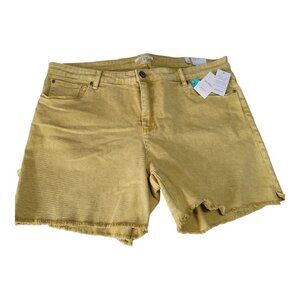 STS Blue Cutoff Jean Shorts 35/20 Mid Rise Yellow Mustard Frayed Distressed